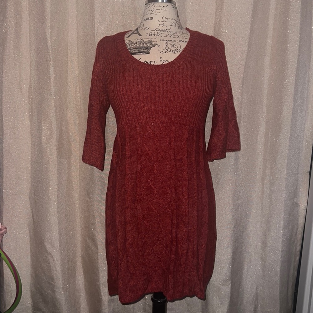 Pink Rose Red Knitted Dress